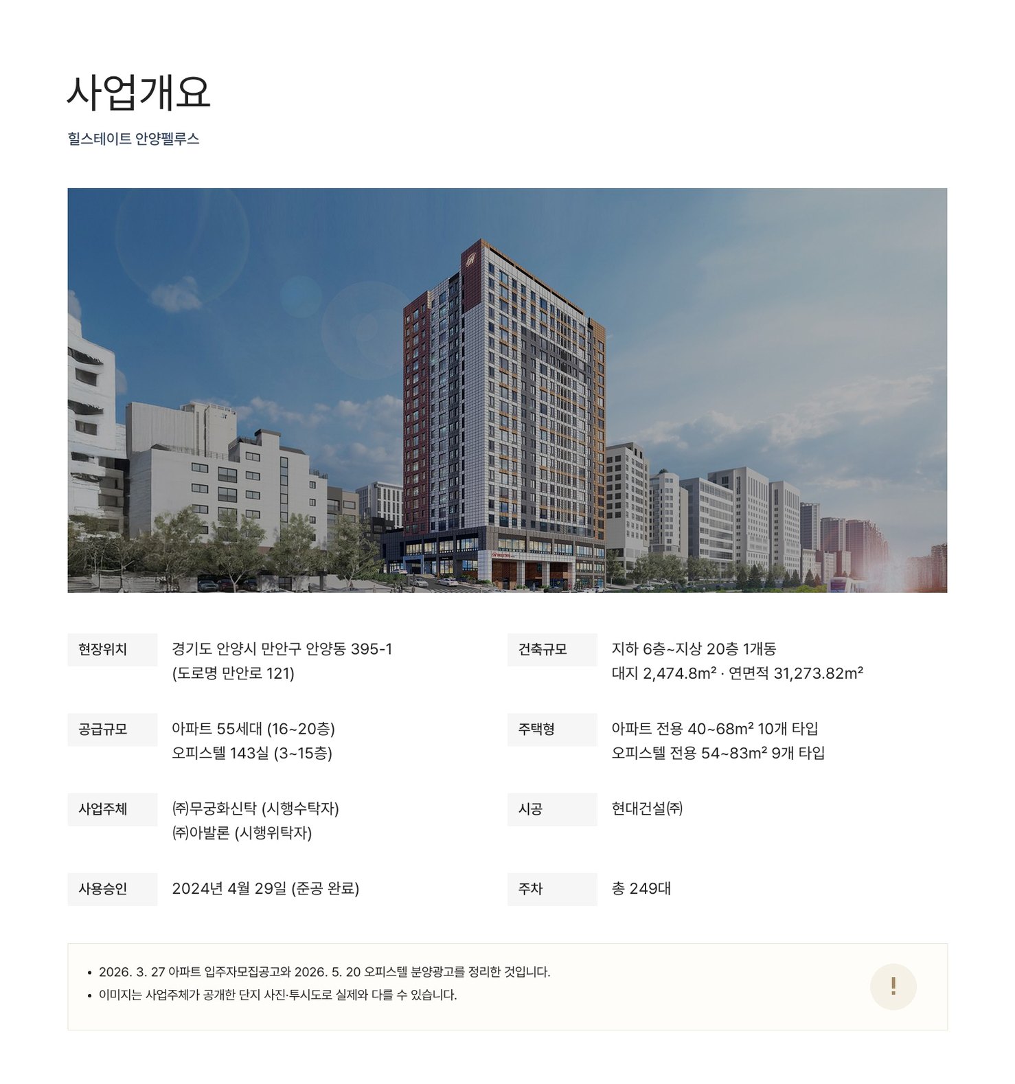 힐스테이트 안양펠루스 사업개요 미리보기