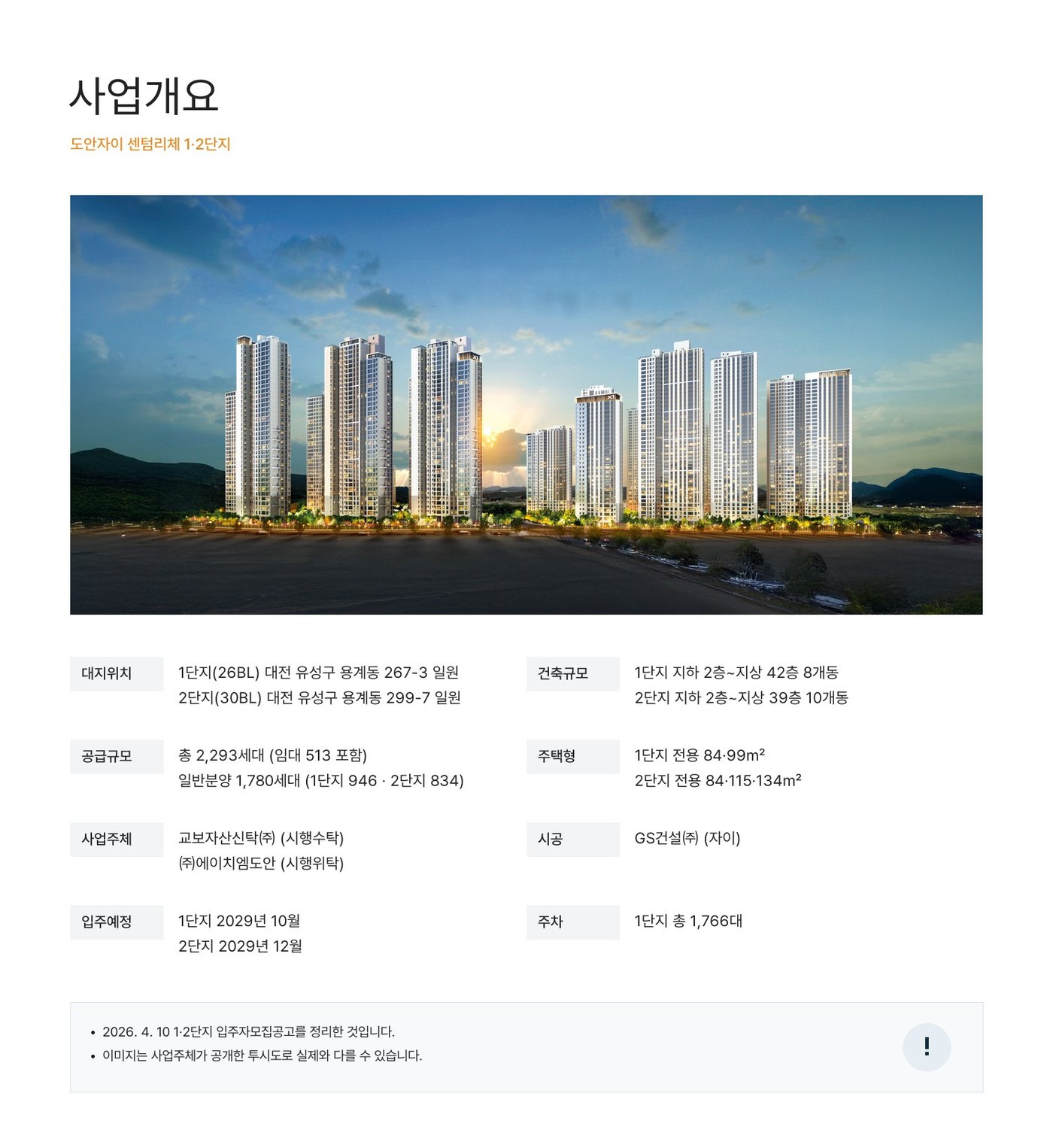 도안자이 센텀리체 사업개요 이미지(공식 홈페이지)