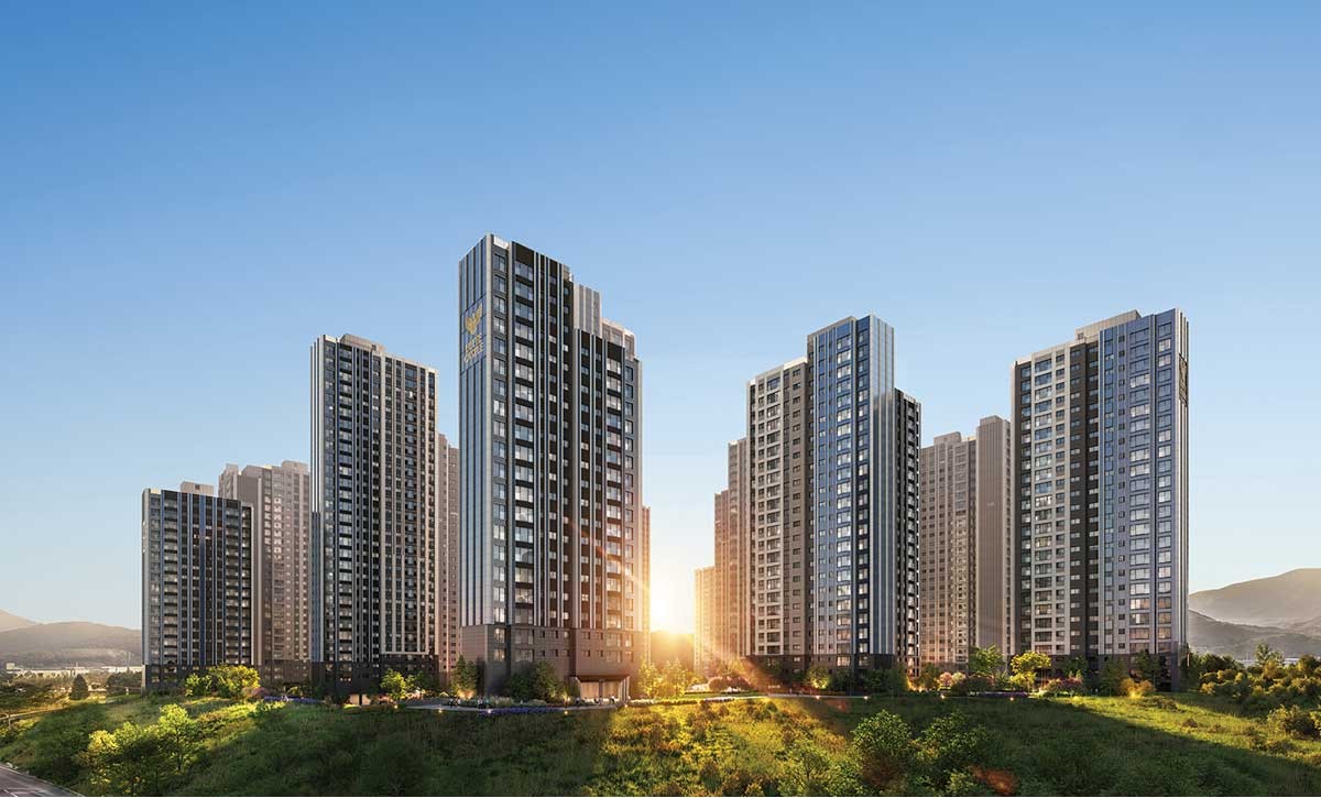 향남 롯데캐슬 단지 조감도 (CG) — 17개동 1,542세대 · 전용 84~120㎡